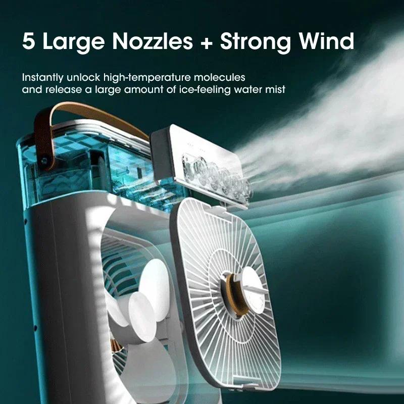 2025 3-in-1 USB Rechargeable Mist Fan Humidifier LED Night Light Portable Desktop Cooler for Home Office Bedroom Travel