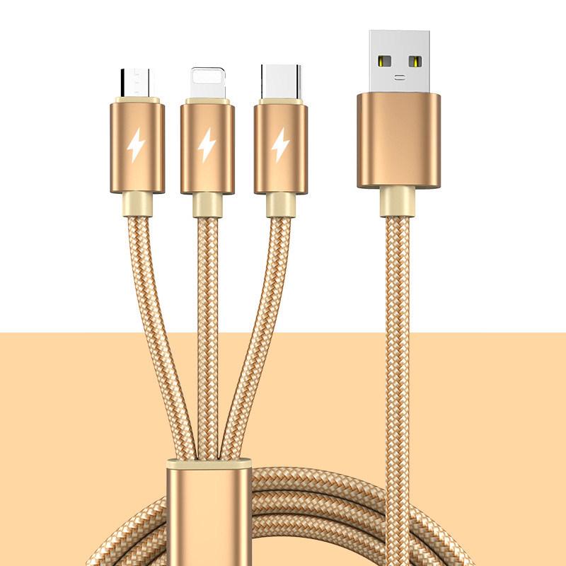 2.3m Multi-Functional Fast Charging Cable for Car - Three-in-One Android Charger.