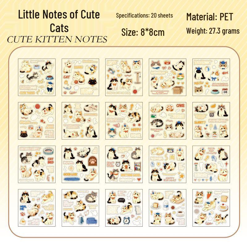 Language and Leisure: Cute Cat Pattern Decorative Sticker Book for Pets