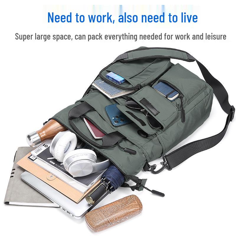 Men's Lightweight 14-inch Laptop Briefcase: Large Capacity Crossbody Shoulder Bag for Business Trips