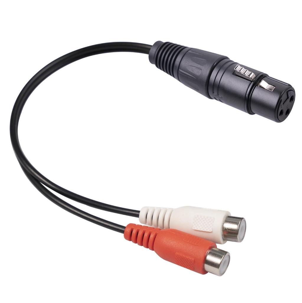 0.2m 3-Pin XLR Female to Dual RCA Female Audio Adapter Cable for Cross-Border Source Mixer Amplifiers