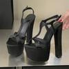 Fashion Summer Peep Toe Chunky Platform Sandals Women's Gladiator Buckle Strap Square High Heels Shoes