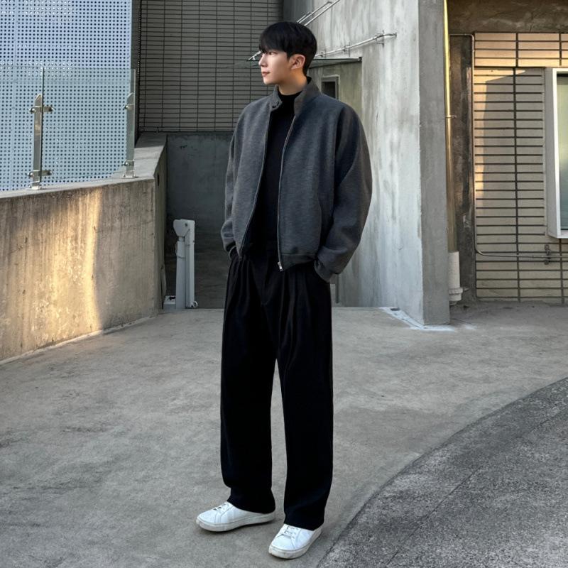 Light Mature Style Stand Collar Jacket Men's Autumn and Winter Thickened Top Korean Style Trendy High-end Casual Jacket