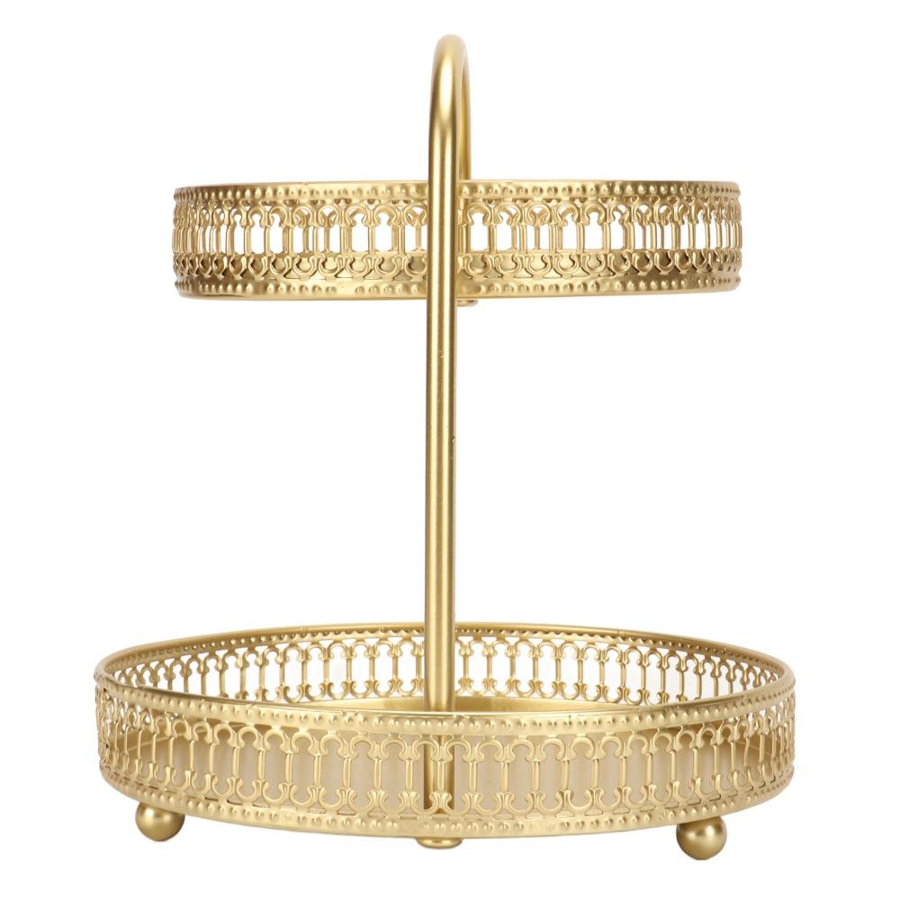 4pcs Gold 2 Tier Fruit Tray Metal 2 Tier Fruit Bowl Fruit Stand Organizer For Party Event
