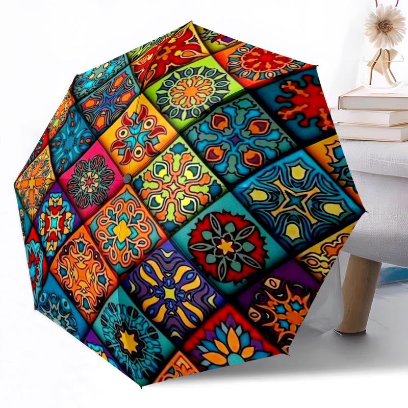 Peaceful Paisley Flowers Outdoor Automatic Umbrella Compact 8-Rib Lightweight Durable Everyday Carry Umbrella Outdoor Accessory Stylish Gift Women