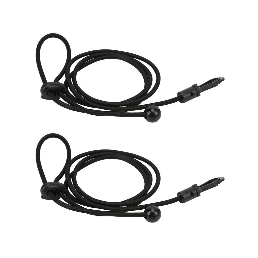 2pcs Set 180cm Kayak Canoe Paddle Leash Clip Stretchable Fishing Rod Tether Holder for Kayaking Surfing Black