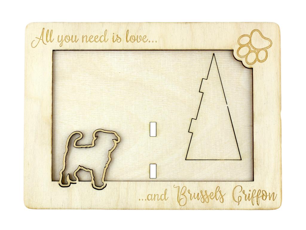 Griffon Bruxellois, Brussels Griffon – Photo frame, engraved wooden frame | Art-Dog