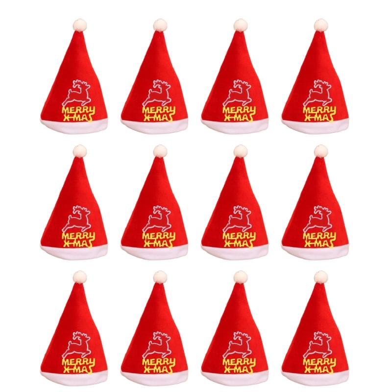 Set of 12 Christmas Party Santa Hat with Belt Decoration Festival Santa Hat For Holiday Celebration
