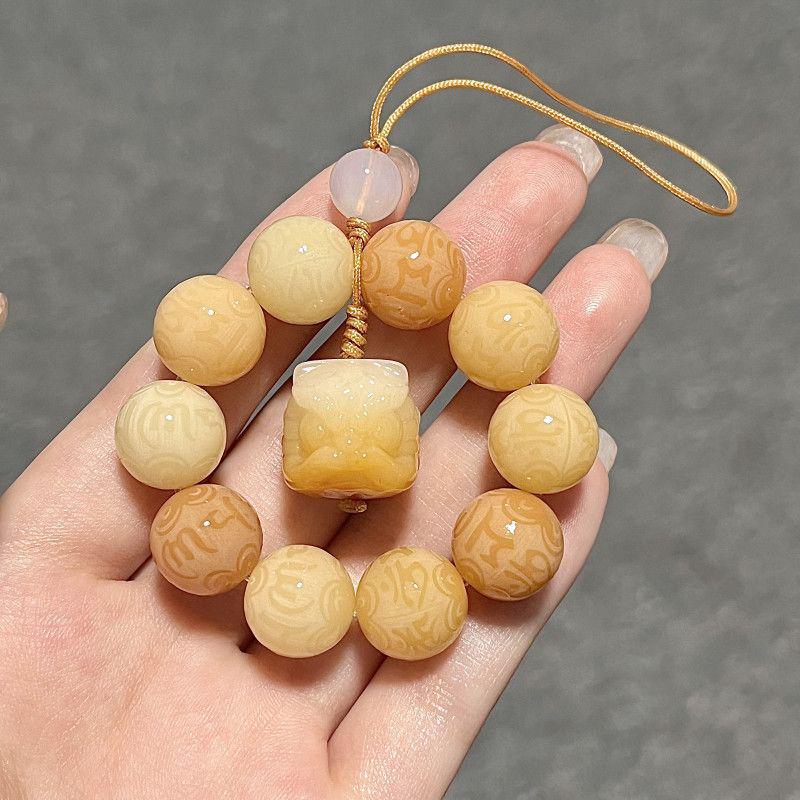 Bodhi Root Six-Character Mantra Beads: Women's Wrap-Around Bracelet for Prayer & Meditation.