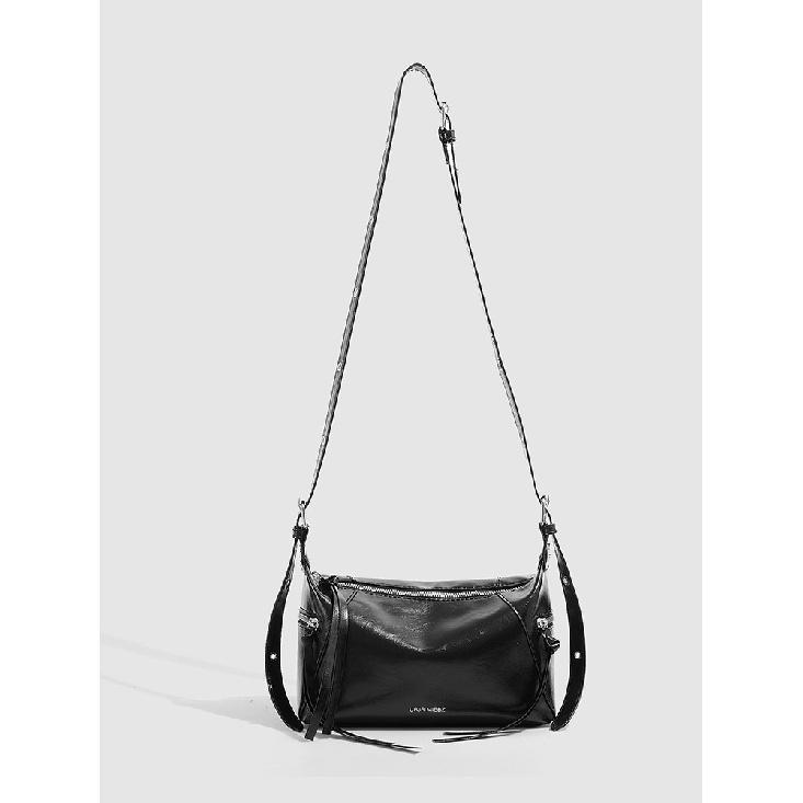 2025 New Niche Design Simple Tassel Motorcycle Bag Fashionable Commuting Underarm Bag Versatile Shoulder Crossbody Bag чёрный
