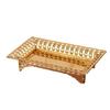 Iron Rectangular Fruit Tray Luxurious European Gold Hollow Out Design Dessert Serving Plate with Base for Stable Display