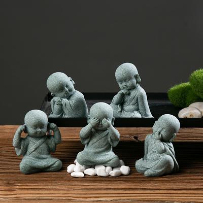 Miniaturní buddhistický mnich figurka Buddhy kamenná socha čínské feng-šuej zenové zahradní dekorace meditační domácí akvarijní ozdoby