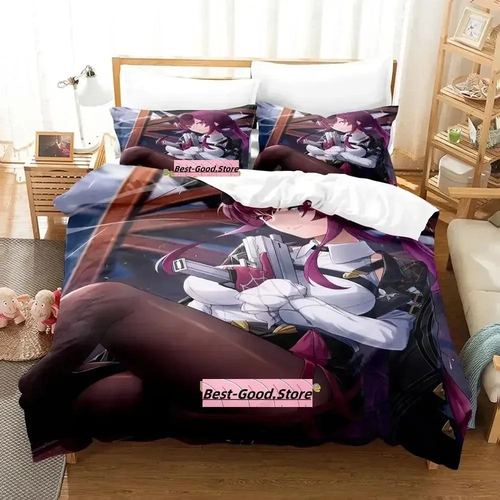 Kawaii Honkai Star Rail Bedding Set Printed Bed Set With Pillowcase Duvet Cover Single Double Queen King Size Adult Kid Bedroom