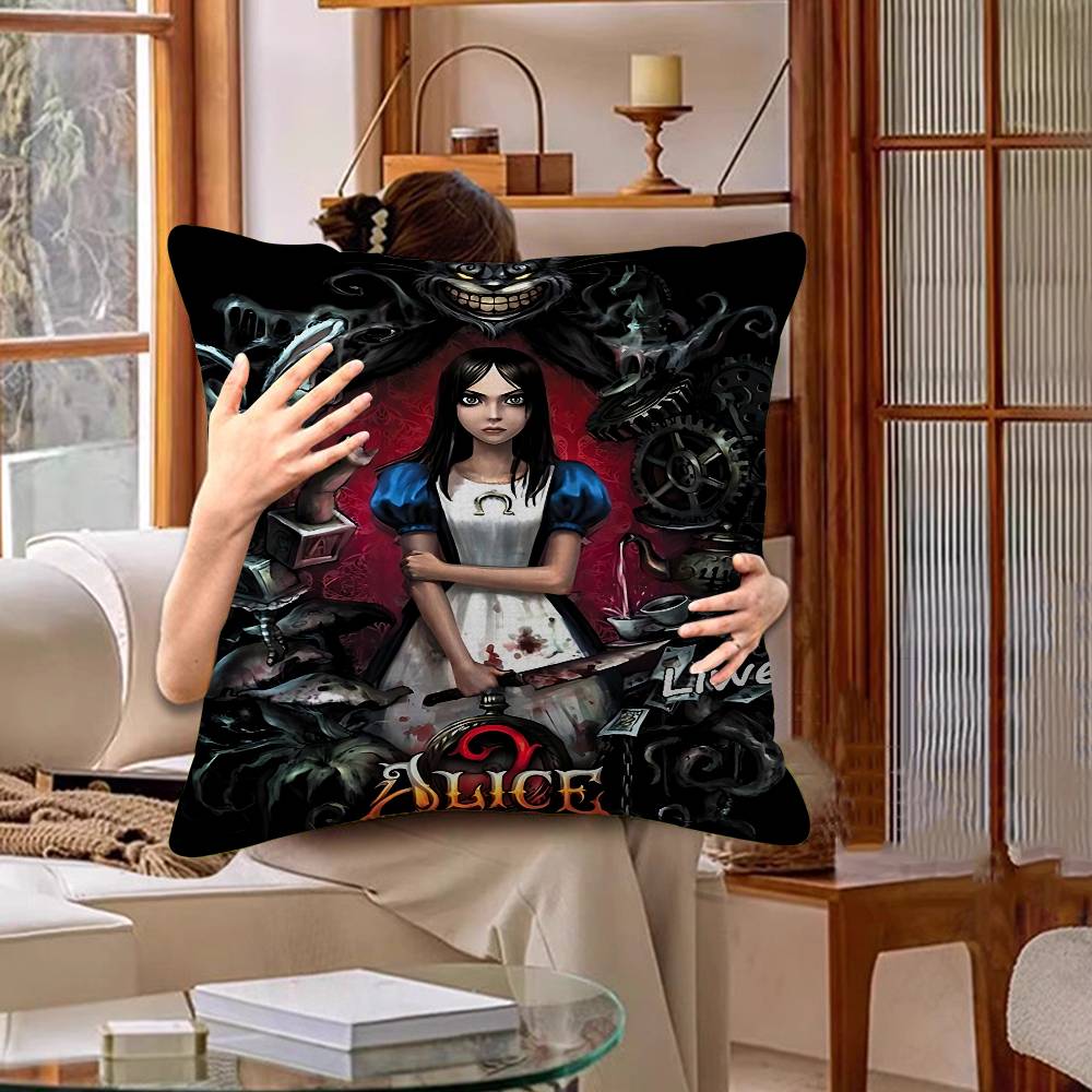 A-Alice M-Madness R-Returns Classic Cushion Cover Car Throw Pillow Case For Sofa Car Christmas Gift 40X40Cm 45X45Cm