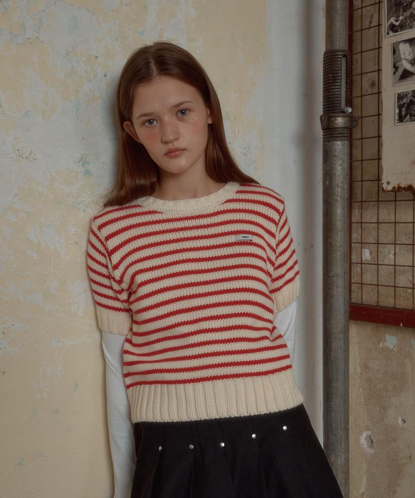 Leteoli Lr Stripe Half Knit_Red