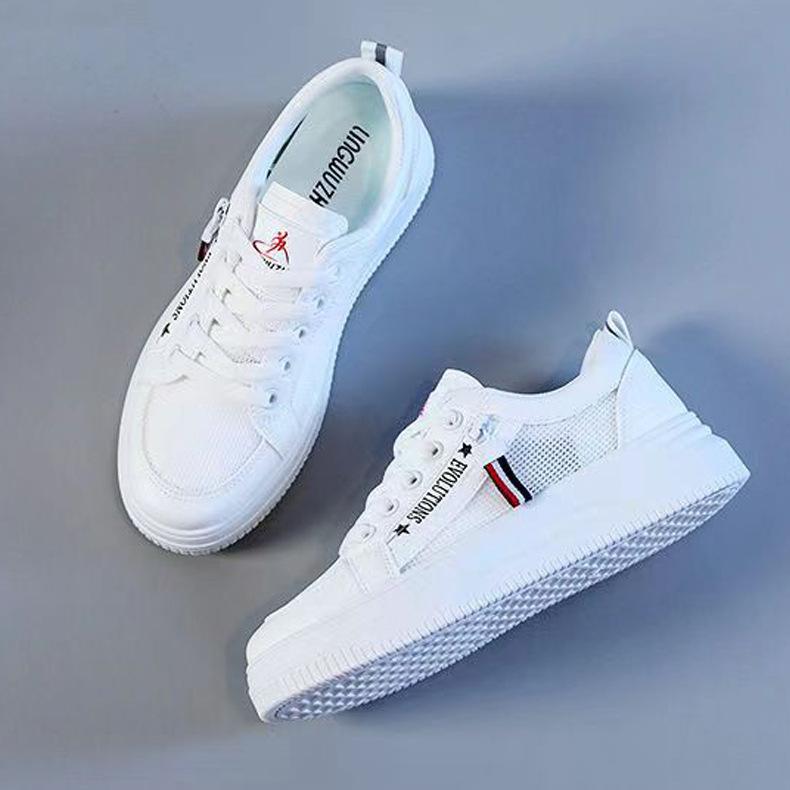 White Shoes for Women Spring New Breathable Mesh Panel Shoes for Women Versatile Student Casual Sports Mesh Shoes