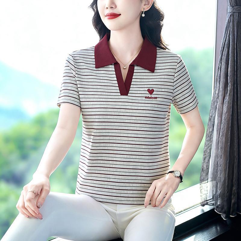 

Women s Slimming Solid Color Polo Shirt - Short Sleeve, Versatile, Summer 2026 Collection XL (110-120 lbs)
