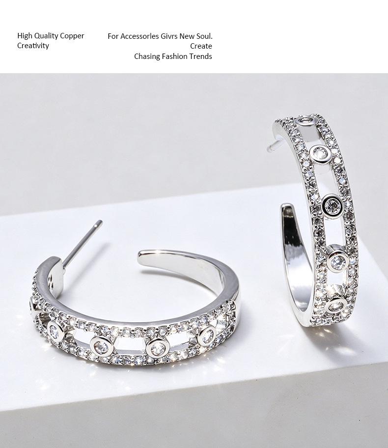 European Fashion Zirconia Ear Hoop Studs Women Versatile Design Temperament Earrings