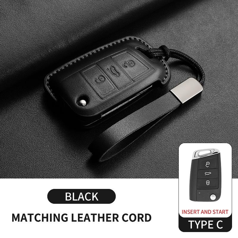 Leather Car Key Case Cover for Volkswagen VW Polo Golf7 MK7 Tiguan Passat Golf Jetta Lavida Car Remote Key Case Shell Accessorie