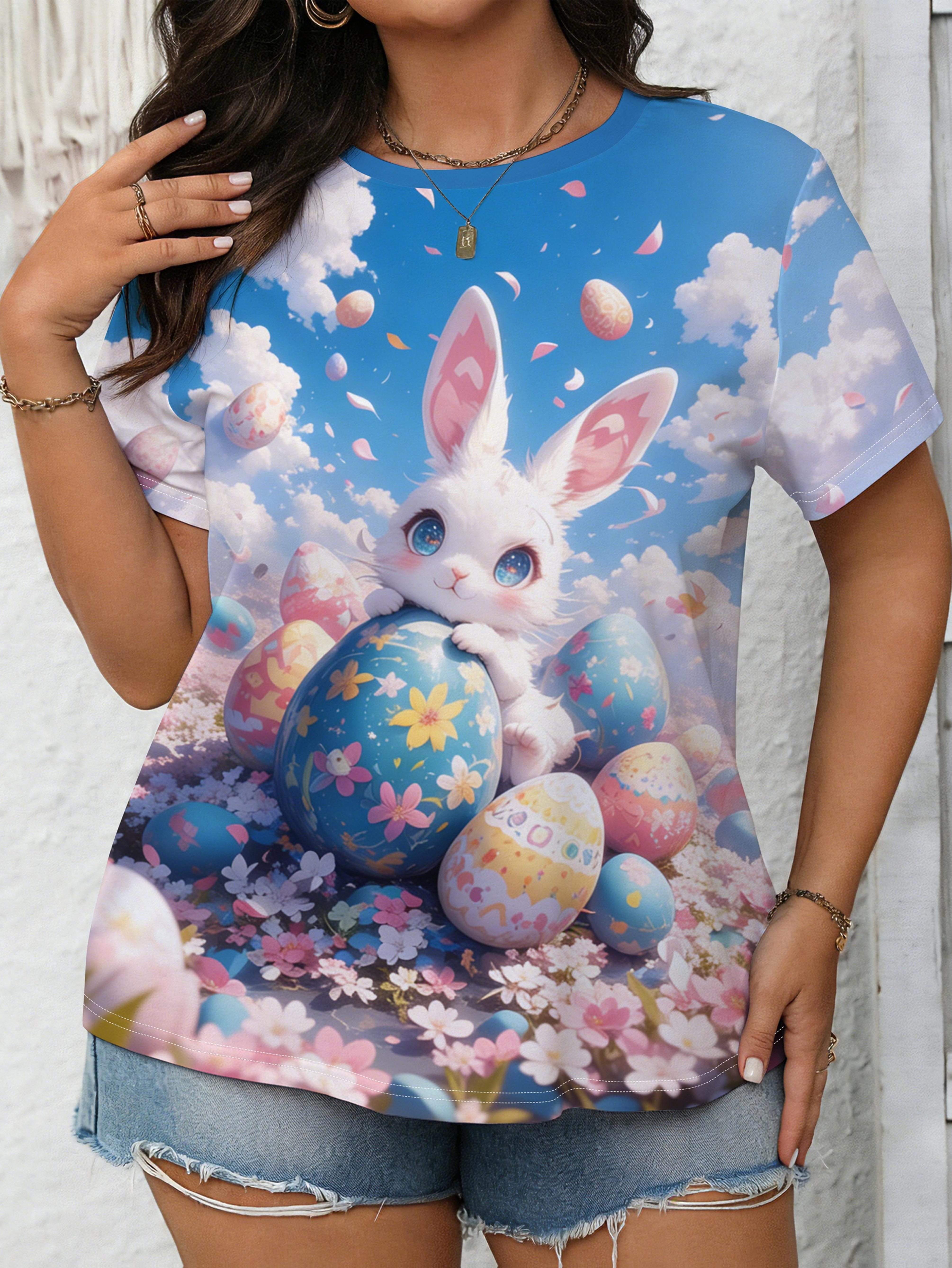 

Women s Easter Bunny Egg Print Short Sleeve T-Shirt - Bunny ; Egg Patterns. Loose Round Neck Blouse Suitable for Spring Summer Casual Wear. Machine Wa 3XL дубильная кора