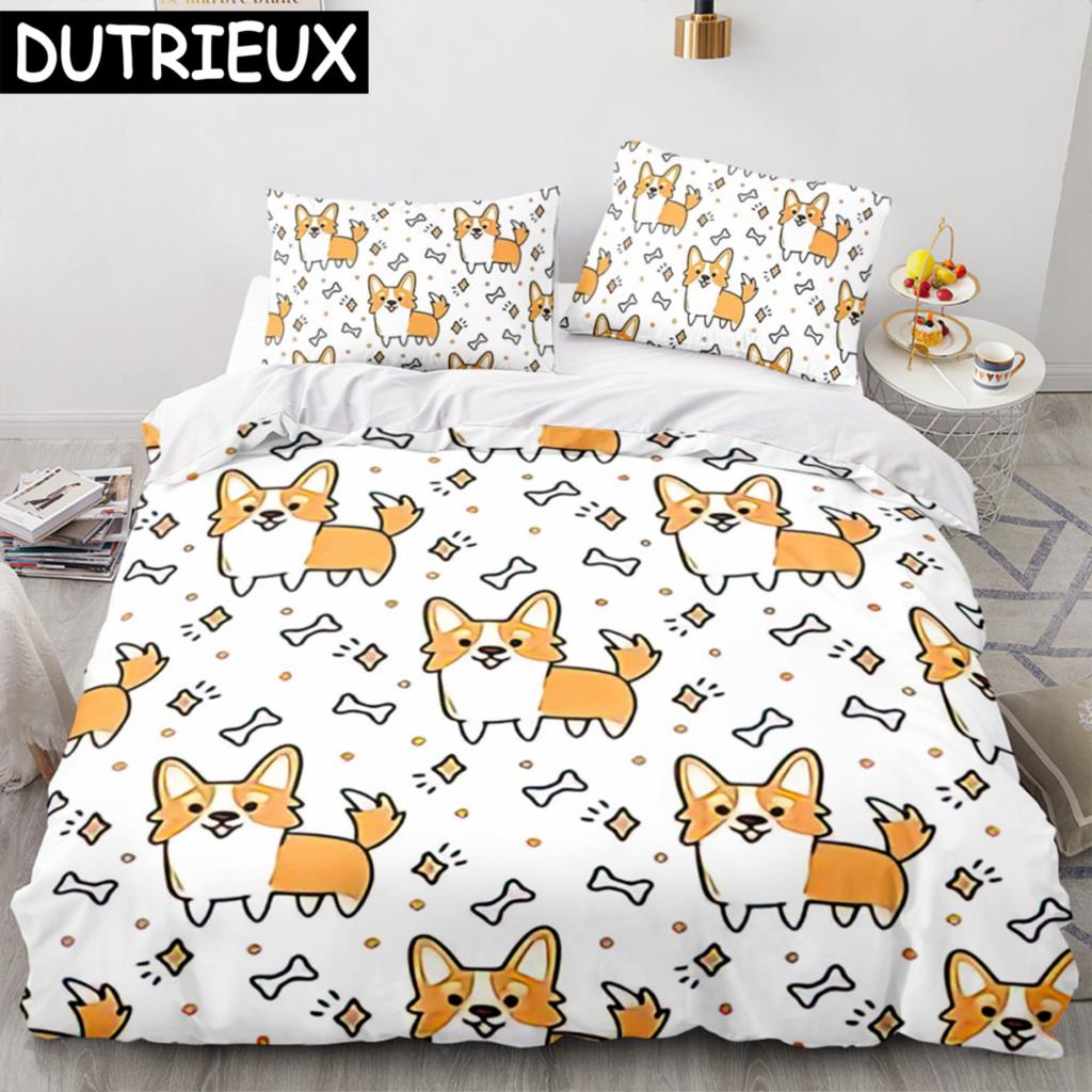 Shiba Inu Dog Bedding Set Animal Dogs Duvet Cover Double King Twin Single Bed Sets For Kids Boys Decor Home Custom Duvet Cover