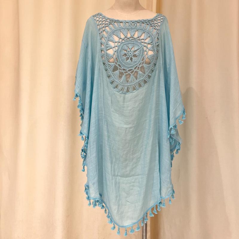 2021 Plus Size Off-Shoulder Tassel Cutout Beach Cover-up