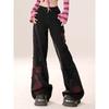Women's Baggy Butterfly Jeans Vintage 90s Aesthetic Cowboy Pants Harajuku Oversize Denim Trousers Y2k 2000s Black Gothic Clothes