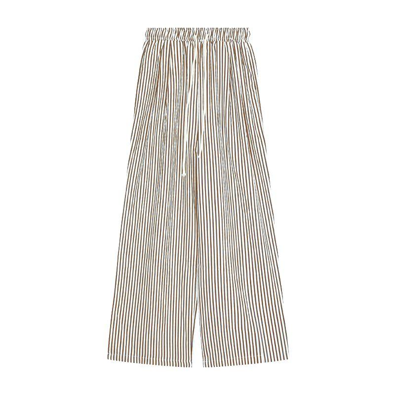 

Idle Style Casual Striped Pants All-Matching Straight Pants Women s Autumn Niche Style Walking Pants High-Waist Mopping Pants Wide Leg Pants Curry color XL