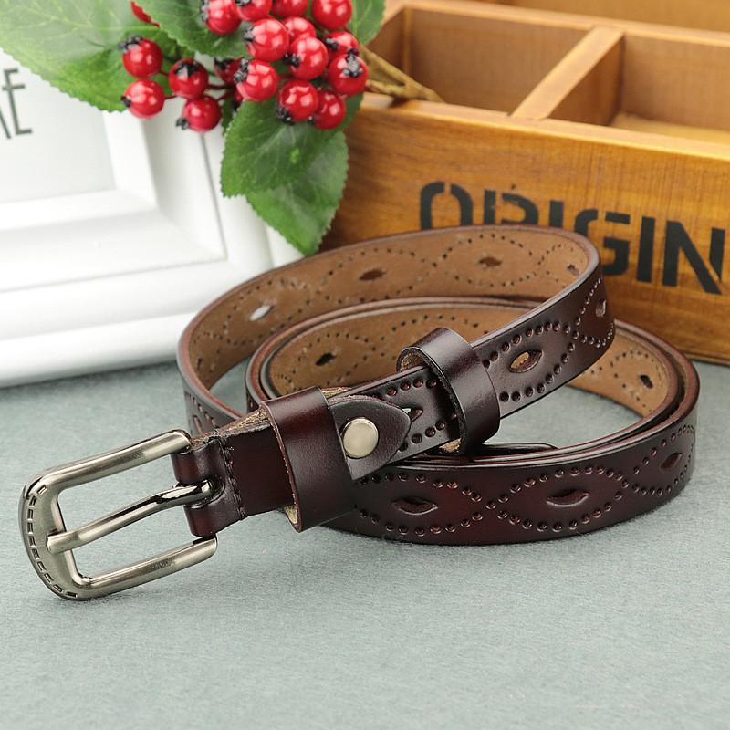 Leaf Genuine Graphic Leather Women Waist Belt Retro Pin Closure Daily Decoration