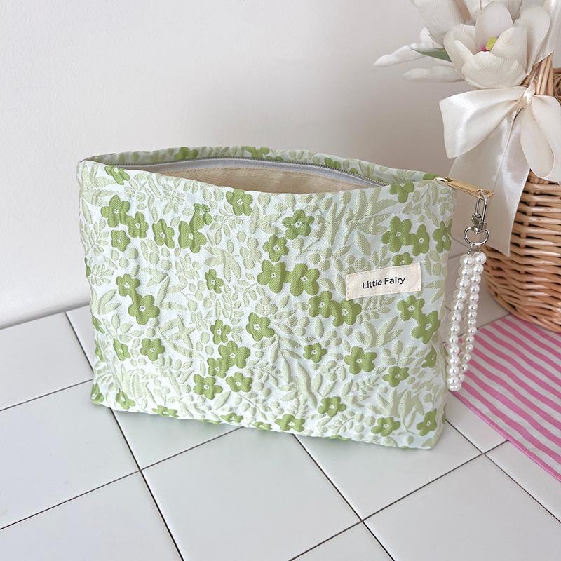 Pink Floral Makeup Bag: Women's Portable, Large Capacity, Small Size Travel Toiletry and Skincare Storage Bag