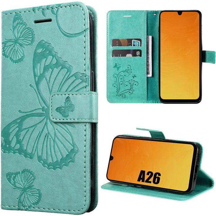 Coque de protection - BOOLING - Samsung Galaxy A26 5G - Cuir PU - Motif Papillon - Vert