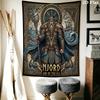 Odin Norse Mythology Tapestry, Viking God with Wolves and Ravens Wall Hanging, Valknut Symbol Wall Tapestry for Bedroom Living Room Decor