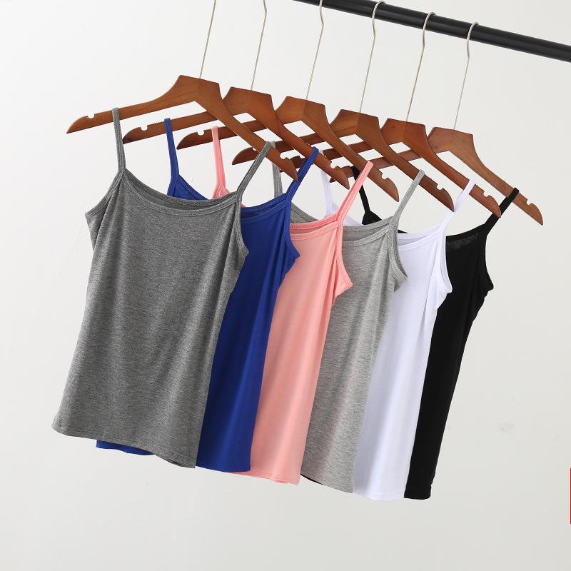 Damen Modal Camisole Tanktop Sommer Einfarbig Ärmellos Slim Fit Basic Unterhemd Große Größen Cami Top