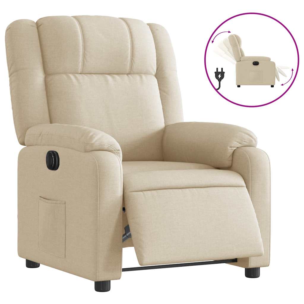 Electric Recliner Chair Cream Fabric