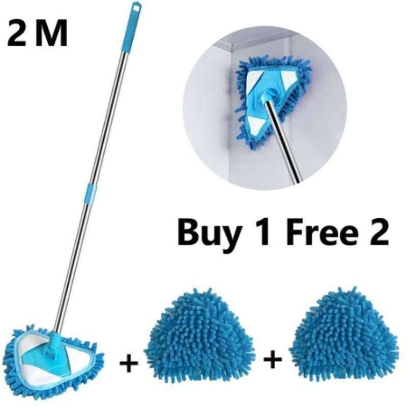 360° Rotating Triangle Cleaning Mop Extendable Long Handle Wet Dry Use for Ceiling Floor Wall Window