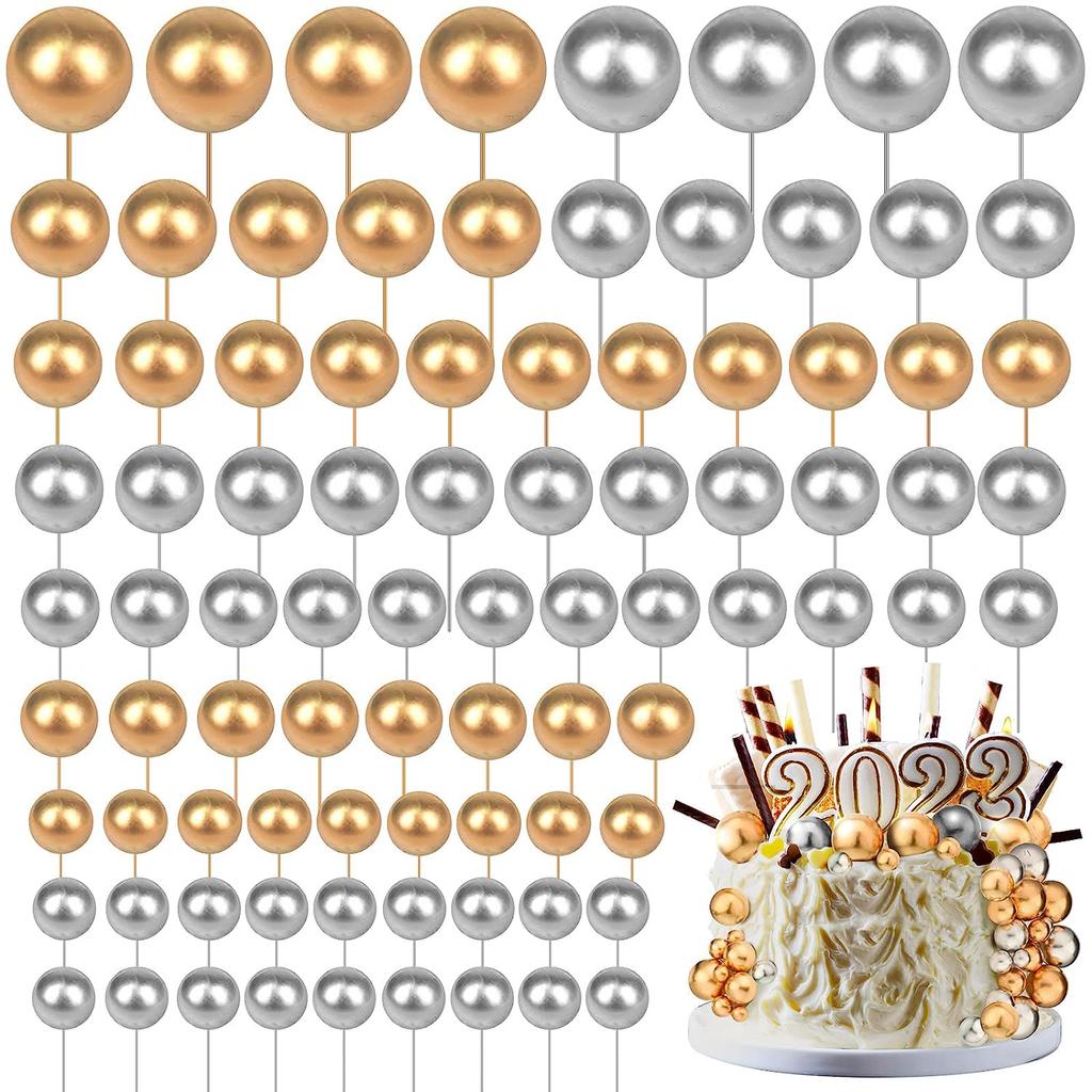 Balls Cake Topper Balloons DIY Cake Insert Topper Foam Cake Balls Baking Decoration for New Year Anniversary Birthday Party