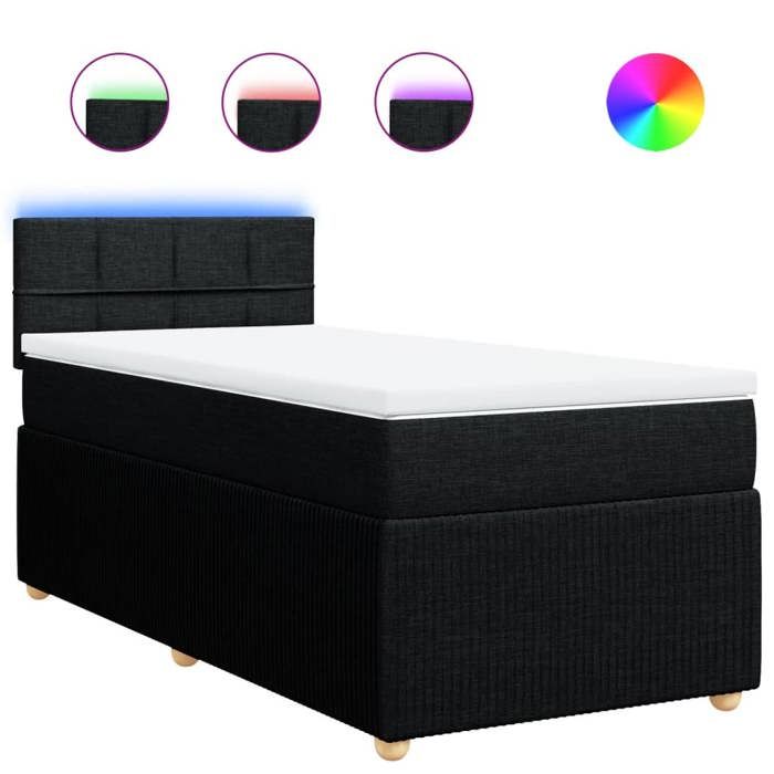 VidaXL Slatted Bed Base with Mattress Black 90x190 Cm Fabric 3289613