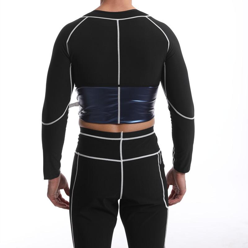 Silver Coated Neoprene Sauna Suit Set: Long Sleeve Top & Pants for Fitness