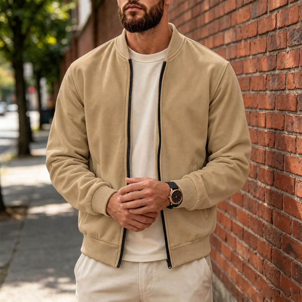 Men's Stand Collar Long Sleeve Jacket Casual Fashion for Everyday Wear