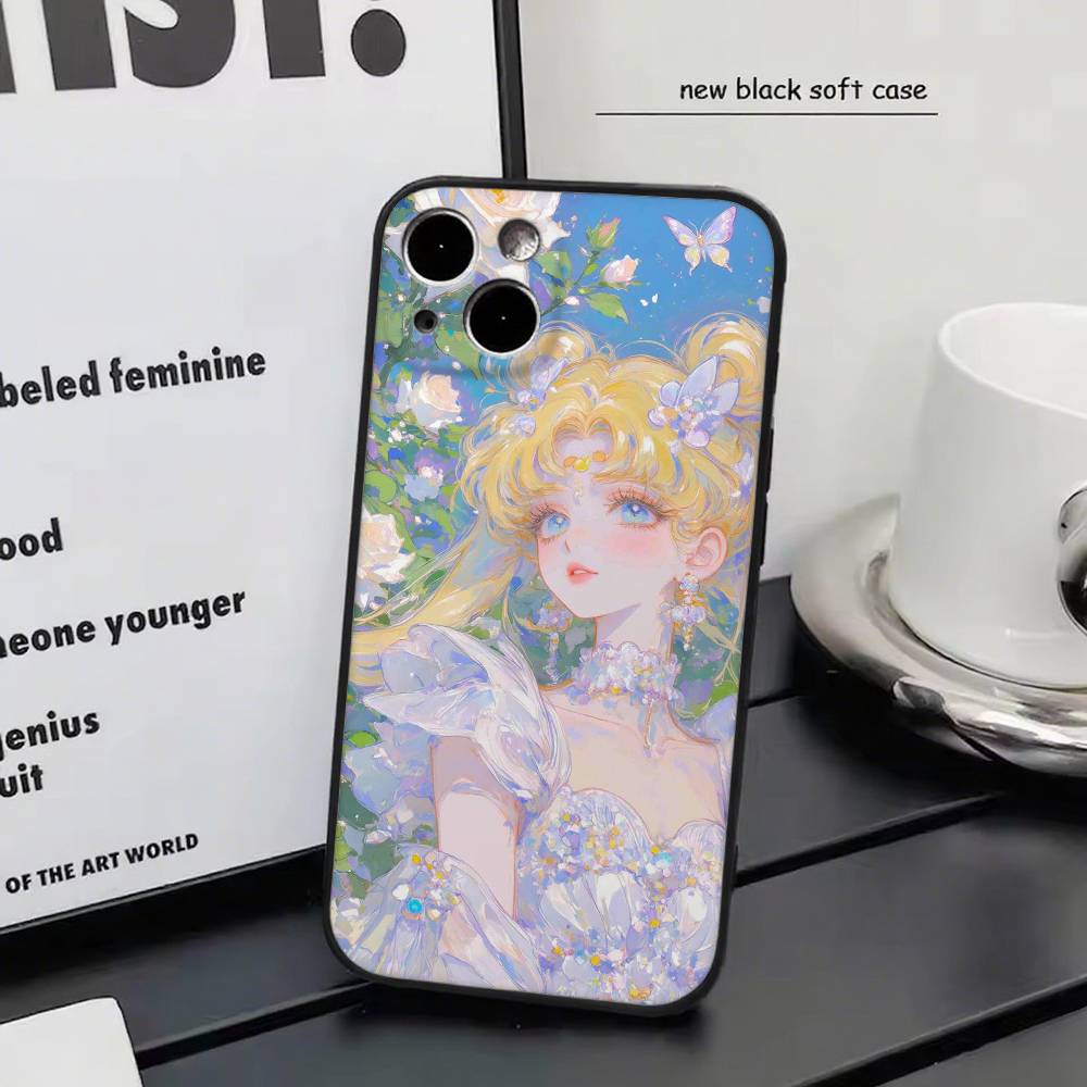 T-Tsukino U-Usagi Brave Cartoon Girl Sailor M-Moon Phone Case Silicone Soft For IPhone 17 Air 16 15 14 13 12 11 Plus Pro Max Plu