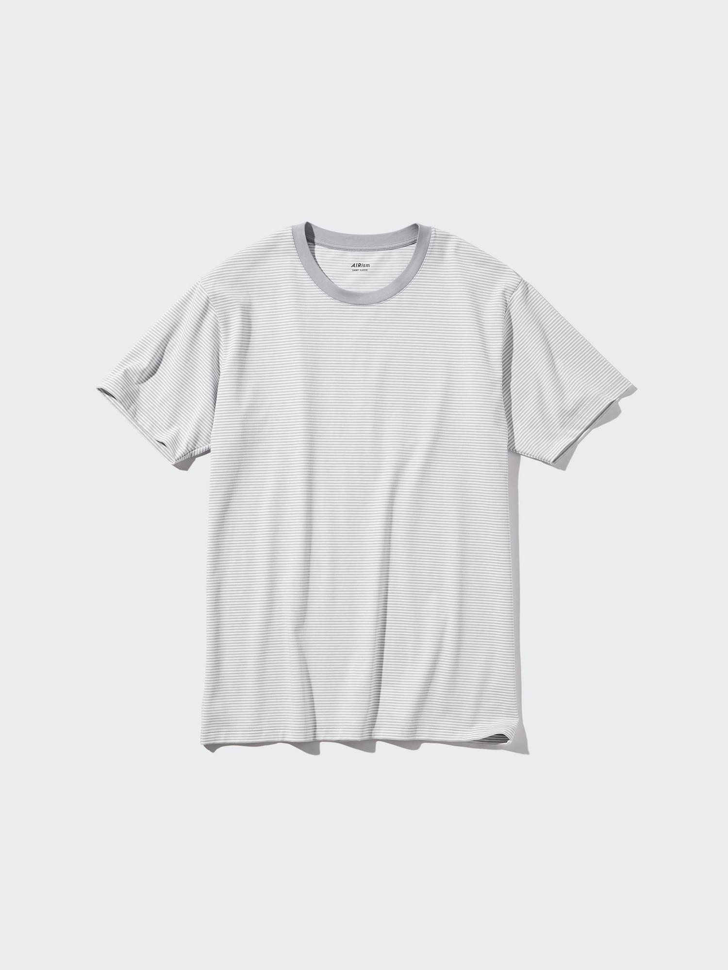 

Футболка Uniqlo Japan Air RhyThm из хлопка в полоску с круглым вырезом и коротким рукавом 03 GRAY/M