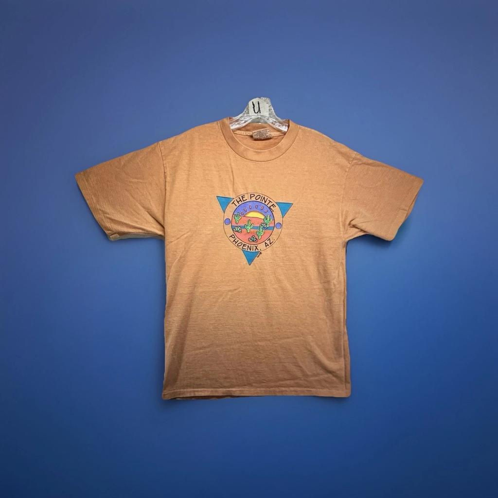 Vintage Single Stitch T Shirt Large The Pointe Phoenix Arizona Desert Art Orange