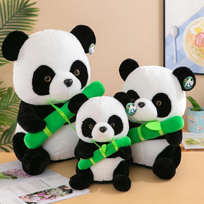 Cute Panda Plush Toy, Long Fur Soft Stuffed Animal, 30cm/55cm Height, Pp Cotton Filling