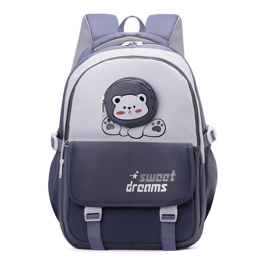 Contrasting Color Casual Backpack With Bear And Letter Print Design For Daily