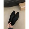 Scarpe da donna professionali per pendolari francesi rosse con tacco medio, scarpe singole, nuove per l'autunno 2025, scamosciate, con punta quadrata piccola, tacco spesso, tacco basso