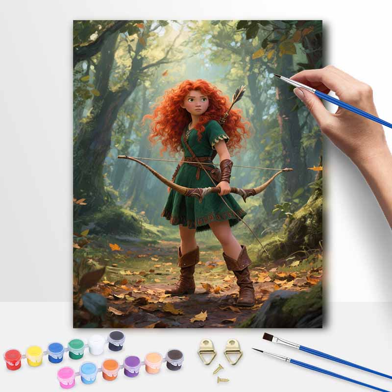 Disney Brave Merida Princess Digital Oil Painting Art Kit Hand Painted Home Decor 20x30cm