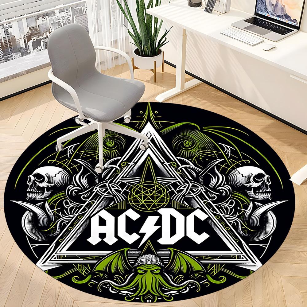 1pc ACDC Chair Carpet for Office Non-Slip, Soft & Comfortable, Carpet for Office, Gaming, Lightweight Round Floor Mat