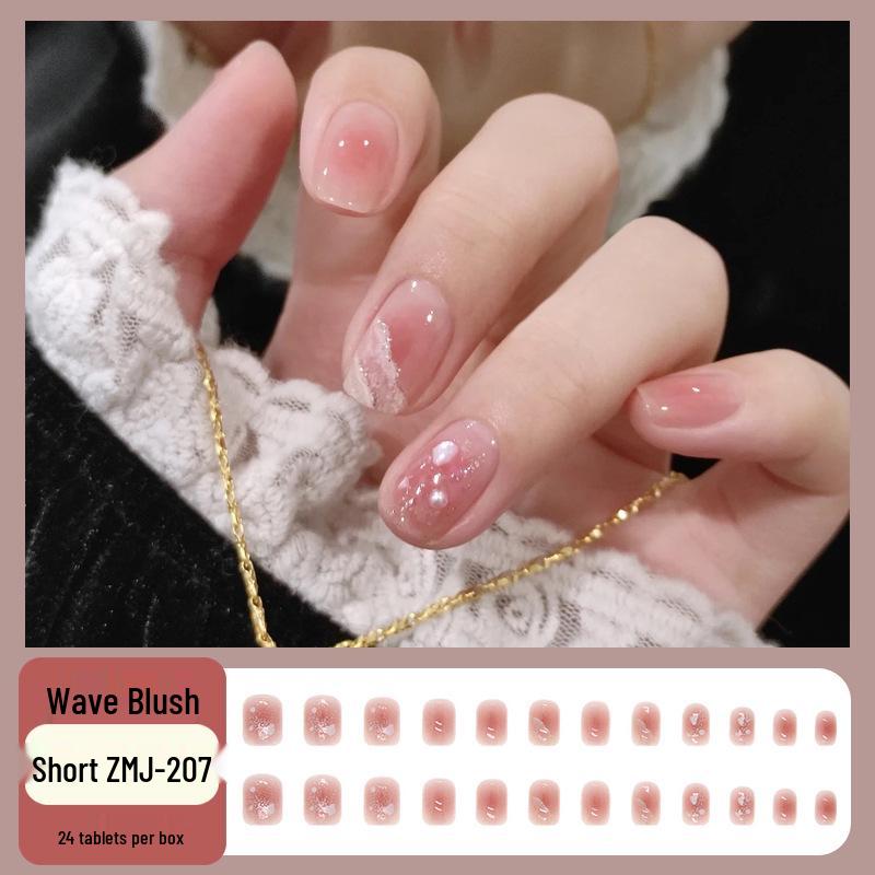 

Жемчужный румянец Короткий стиль Накладные ногти