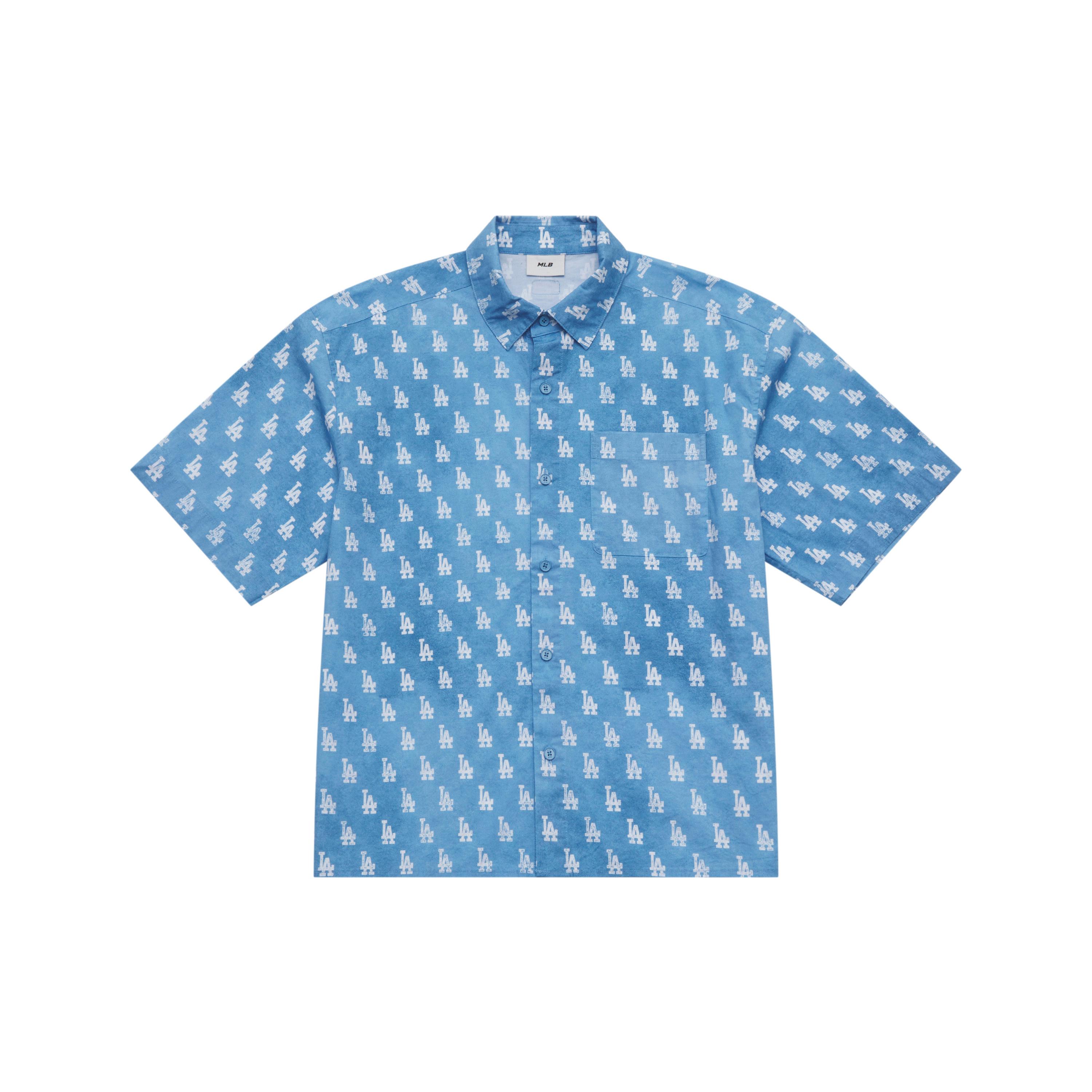 

New MLB MONOGRAM Collection Los Angeles Dodgers SS25 Shirt Unisex Dark Blue 3AWSM0653-07BLD XXL