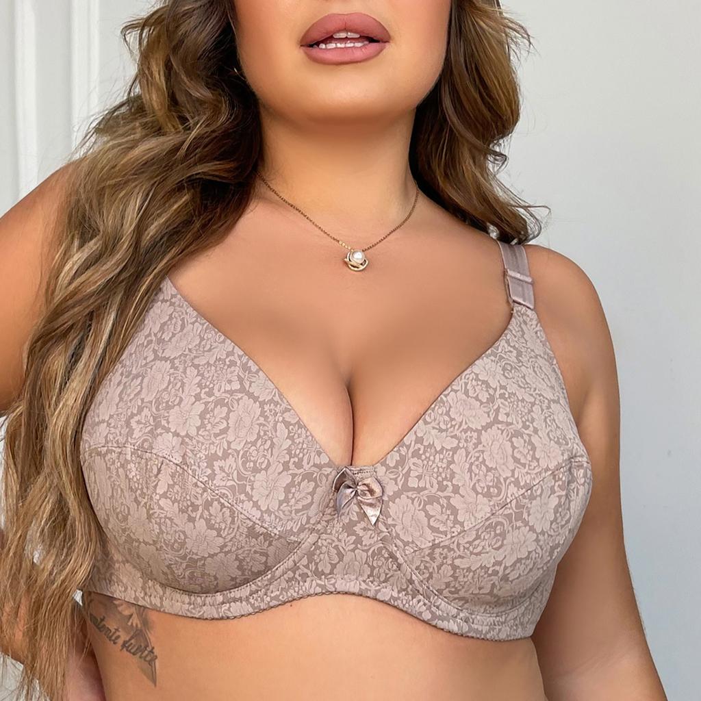 European and American Style Underwire Lace Shaping Bra Ultra-thin Printed Plus Size Anti-sagging Underwear